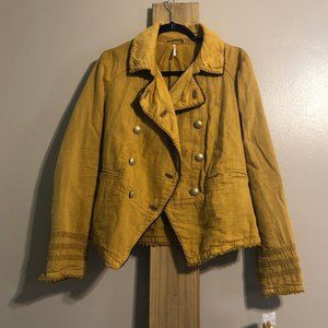 Free People Golden Yellow Military Jacket sz XL